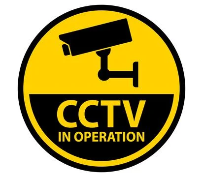 CCTV Security Camera Symbol with Yellow Background for Safety and Awareness Stock Illustration