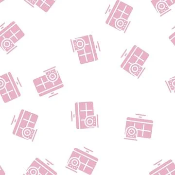 Cctv security camera system glyph vector seamless pattern Stock Illustration