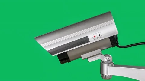 CCTV, security camera system isolated on green screen background Vídeo Stock 83404195
