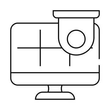 Cctv security camera system line icon vector illustration Stock Illustration