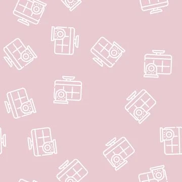 Cctv security camera system line vector seamless pattern Stock Illustration