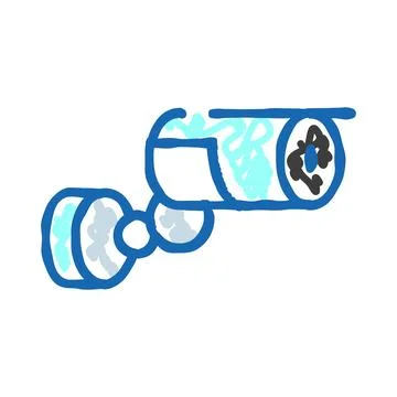 Cctv security camera system line icon drawing Stock Illustration