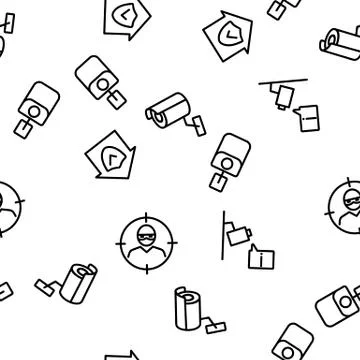 Cctv Security Camera Vector Seamless Pattern Illustrazione stock