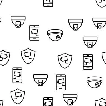 Cctv Security Camera Vector Seamless Pattern Stock Illustration