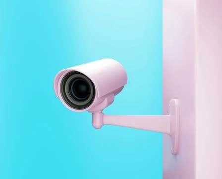 CCTV security camera on the wall, 3d render Stock Illustration