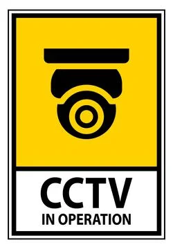CCTV Security Camera Warning Sign in Operation for Public Safety Awareness Stock Illustration