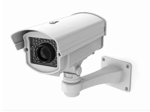 Cctv security camera on white background. 3d Stock Illustration