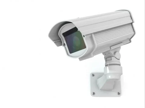 Cctv security camera on white background. 3d Illustrazione stock