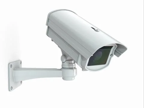 Cctv security camera on white background. 3d Stock Illustration