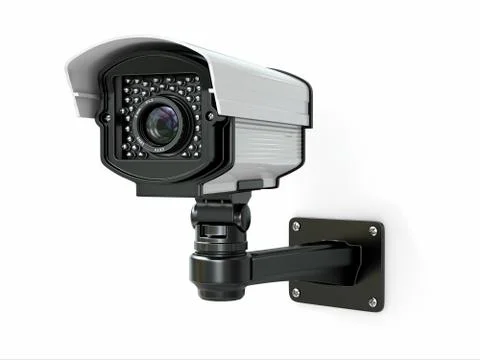 Cctv security camera on white background. 3d Illustrazione stock
