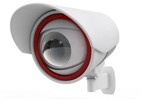 Cctv security camera on white background. 3d Stock Illustration