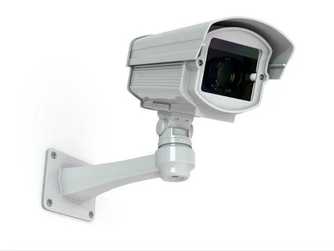 CCTV security camera on white background. 3d CCTV security camera on white... 스톡 사진