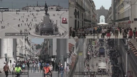 CCTV Security Cameras Surveillance System Multiscreen Monitors Video stock 137966547
