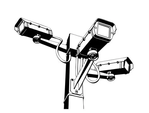 CCTV security cameras system on pole illustration Stock Illustration
