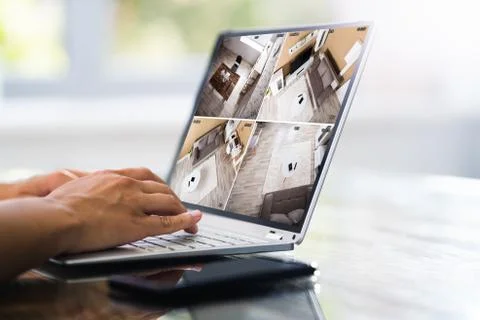 CCTV Security Footage On Computer Stock Photos