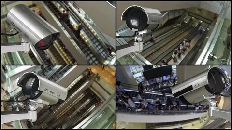 CCTV security indoor camera system operating subway elevators transportation Stock Footage 81572414