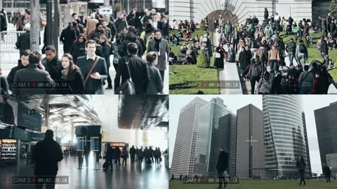 CCTV Security Monitors Multiscreen Surveillance System Stock Footage 138016695