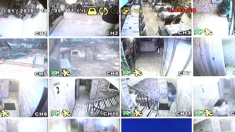 Cctv security system monitor with multiple camera Stock Footage 88323906
