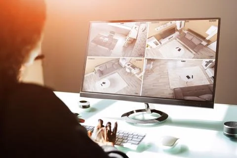 CCTV Security System Online Video Monitoring Stock Photos