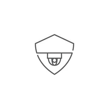 CCTV shield, secure, security protection. Vector icon outline template Stock Illustration
