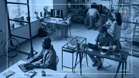 CCTV Shot of Diverse Young Developers Working in Modern Office of IT Company Stock Footage 299684478