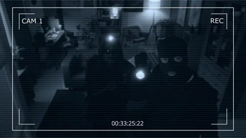 CCTV Shot of Two Multi-ethnic Burglars Paying Attention to Hidden Camera Stock Footage 292754003