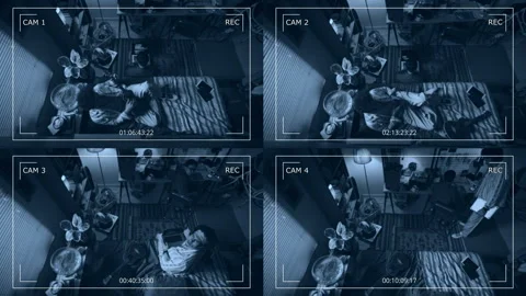 CCTV Shot of Young Male Programmers Coding on Computers and Relaxing Video stock 285335086