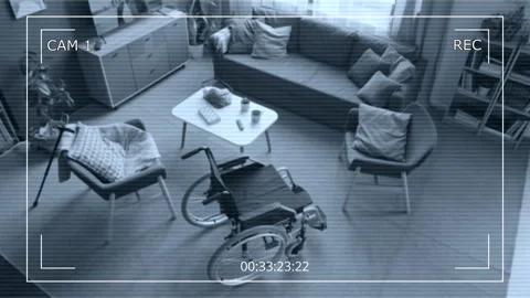 CCTV Showing Empty Nursing Home with Wheelchair for with Disability Stock-Footage 337611922