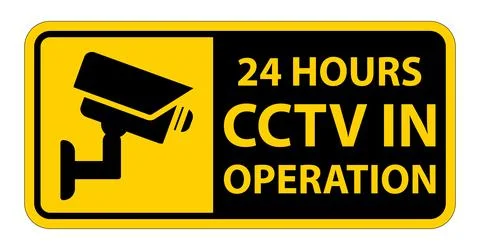 CCTV Sign Indicating 24 Hours Surveillance in Operation for Safety Awareness Stock Illustration