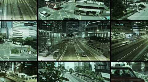 CCTV split screen. Transportation system. Vídeo Stock 57206916