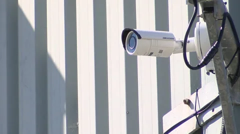 CCTV surveillance camera and warning sign Stock Footage 68075775