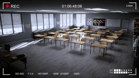 CCTV Surveillance Camera Feed Of School Classroom Stock Footage 329300455