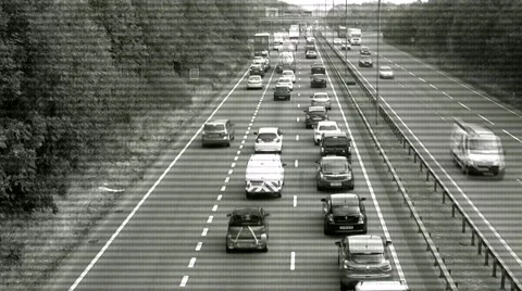 CCTV Surveillance Camera FX - Busy Road / Cars / Traffic with congestion Stock Footage