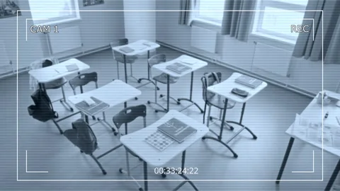 CCTV Surveillance Camera Recording Empty School Classroom Stock Footage 345217902
