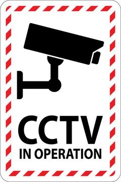 CCTV Surveillance Camera Sign for Security Awareness and Protection Measures Stock Illustration