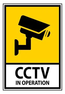 CCTV Surveillance Camera Warning Sign for Safety and Security Use Stock Illustration