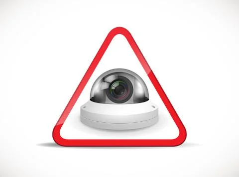 CCTV symbol - security camera with warning sign Stock Illustration