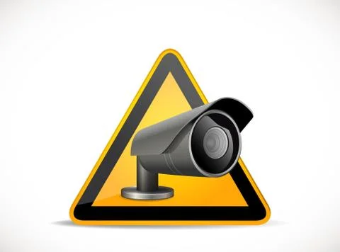 CCTV symbol - security camera with warning sign Stock Illustration