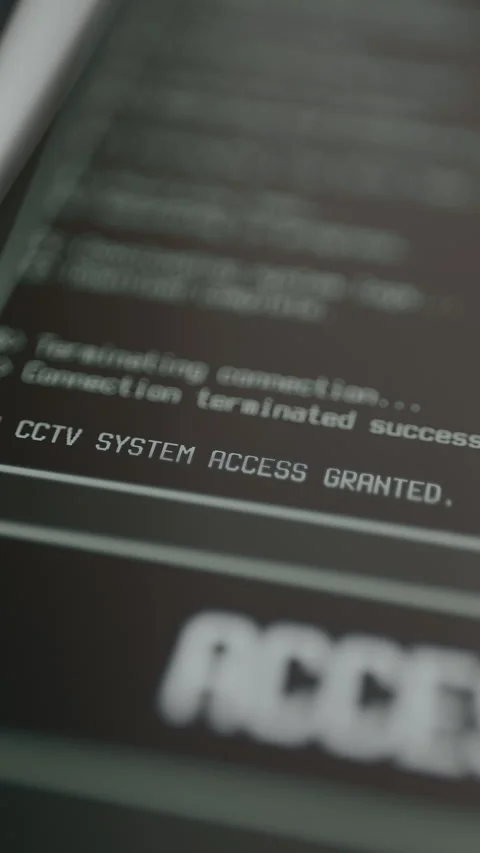 CCTV system access granted message, attempt to hack into a security system Stock Footage 329280410