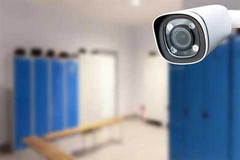 CCTV system in the locker room. Security camera. Stock Photos