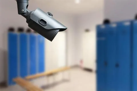 CCTV system in the locker room. Security camera. Stock Photos