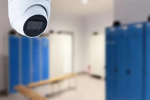 CCTV system in the locker room. Security camera. Stock Photos