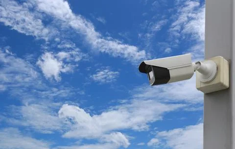 CCTV tool on blue sky background. Stock Photos