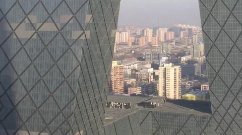 CCTV tower, CBD area, Beijing, China Stock Footage 56066409