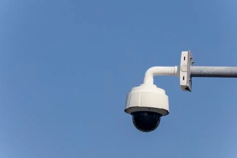 CCTV trafic camera on clear sky background with copy space for text or design Stock Photos