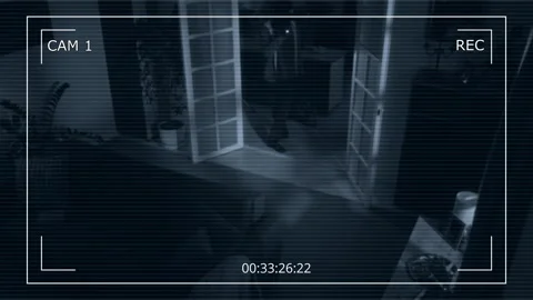 CCTV of Two Unrecognizable Thieves Breaking into House at Night Stock Footage 314653033