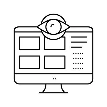 Cctv video camera line icon vector isolated illustration Illustrazione stock