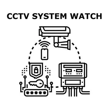 Cctv video control system providing digital security watch Stock Illustration