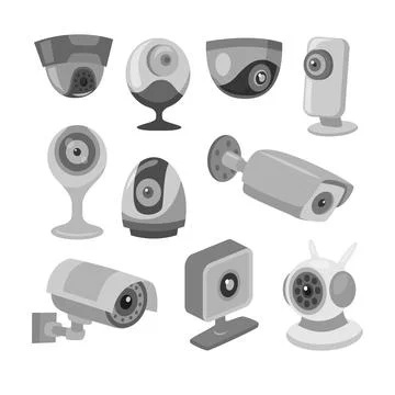 CctvSet of Security Camera CCTV Isolated Element Objects. Webcam Video Surv.. イラスト素材
