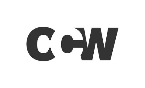 CCW logo design. Initial letter C C W bold font style for tech startups, co.. Illustrazione stock